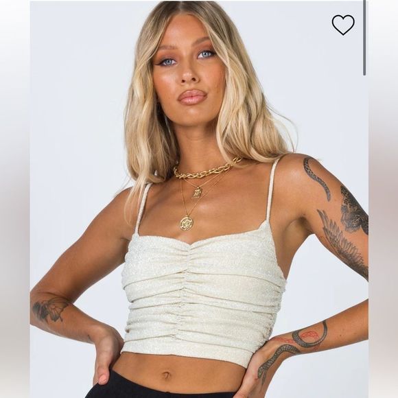 Princess Polly Tops - Princess Polly GiGi Glitter Top in Champagne. Size XS. Worn Once.